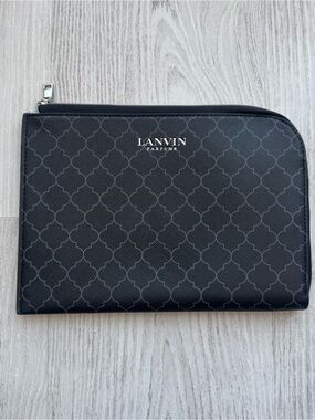 Lanvin Parfums x Turkish Airlines black zipper amenity kit travel cosmetics bag